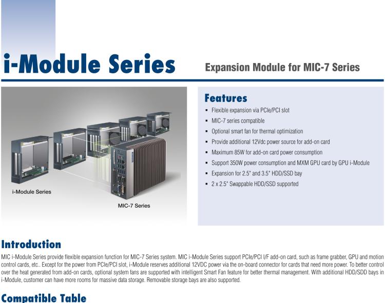 研華MIC-75M13 帶1個PCIe x16、3個PCI的4插槽擴展i-Module