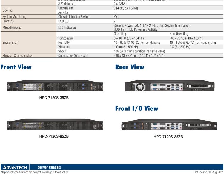 研華HPC-7120S 1U 上架式服務(wù)器短機(jī)箱，適用Micro ATX/ATX 服務(wù)器主板，支持1*全高/半長(zhǎng)PCIe x16擴(kuò)展插槽