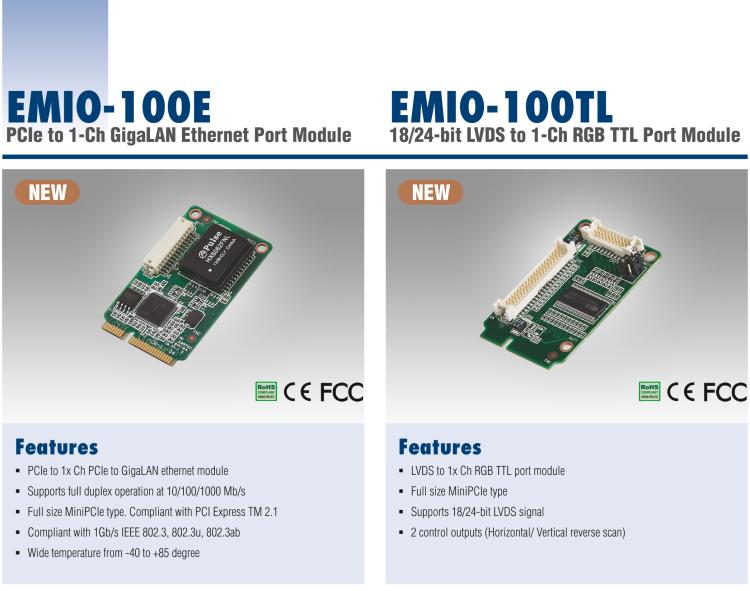 研華EMIO-100E GigaLAN 以太網模塊、1-Ch、PCIe I/F