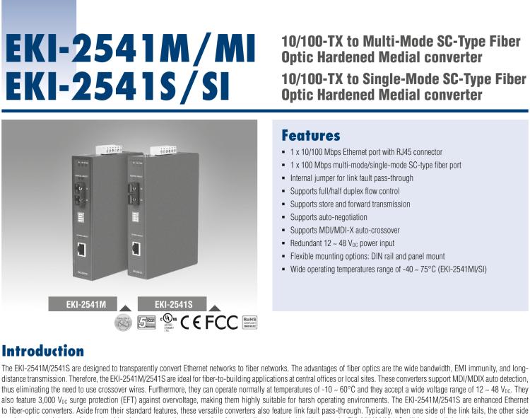 研華EKI-2541MI 工業級百兆多模光電轉換器