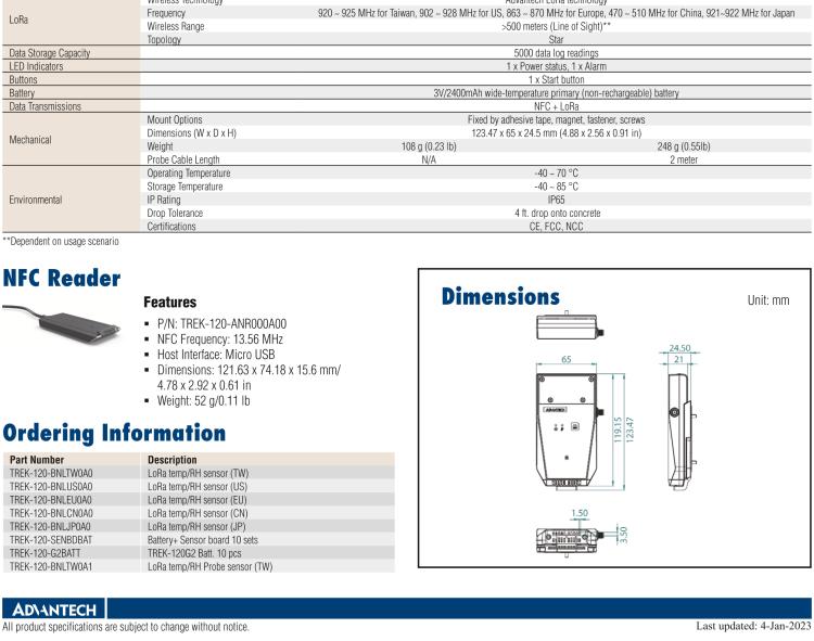 研華USM-S62 LoRa網關，用于 TREK-120 溫濕度傳感器