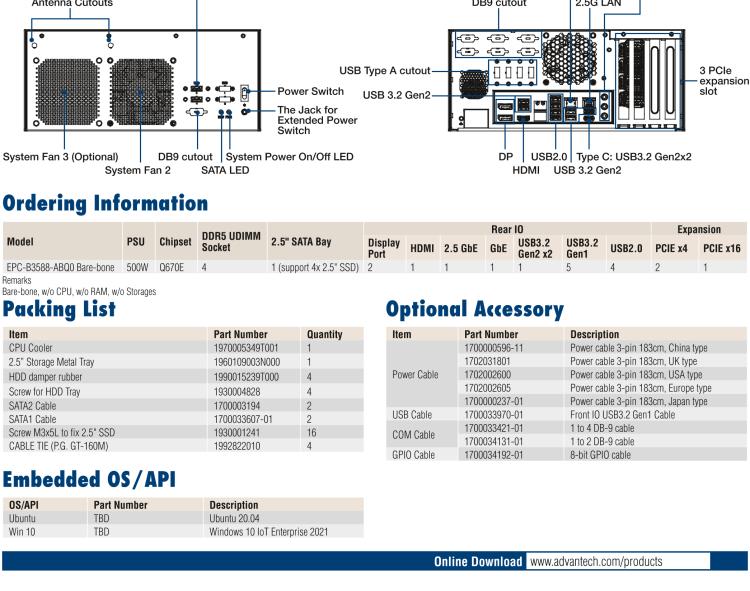 研華EPC-B3588 適配Intel 第12代 Core i 系列處理器，搭載Q670E芯片組。可搭配NVIDIA? RTX-A4500顯卡。3U高度，提供高端圖像處理應(yīng)用的解決方案。
