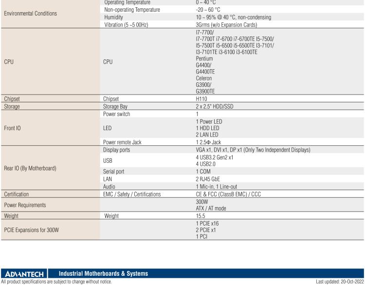 研華EPC-B5505 適配Intel? 第6/7代 Core ? i/Xeon E3系列處理器，搭載H110芯片組。標(biāo)準(zhǔn)4U上架，廣泛適用于各種行業(yè)。