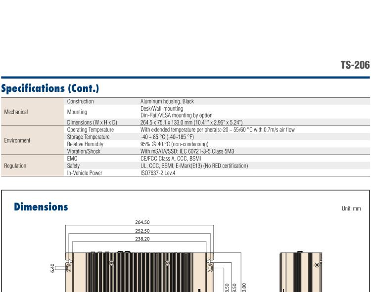 研華TS-206 車載全高清NVR w/4 PoE端口，第6代Intel Core i7 6600U /Core i5 6300U SoC無風扇工控機