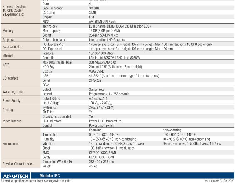 研華AiMC-3200 智能微型工控機，Intel Core i7/i5/i3 CPU,2 擴展槽，250W 80 Plus PSU