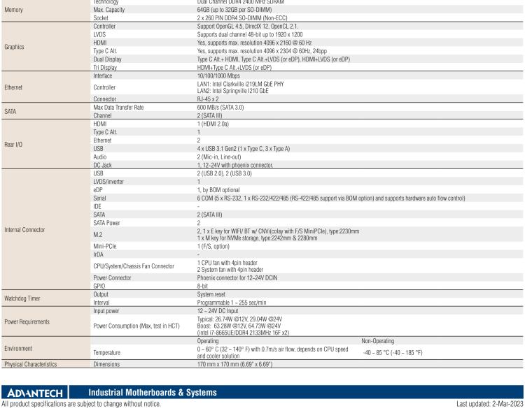 研華AIMB-233 板載Intel? 第8代 Core i 處理器。擁有Type C接口，滿足各類擴展需求。低功耗，超薄緊湊，無風扇設計，支持寬溫寬壓，性能強勁。
