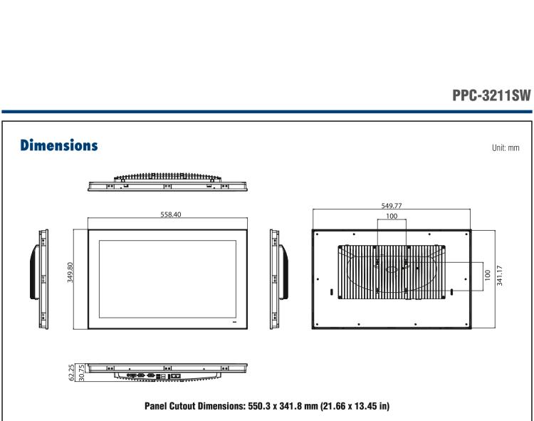 研華PPC-3211SW 21.5"無風扇工業平板電腦, 搭載Intel? 第六代 Core? i 處理器
