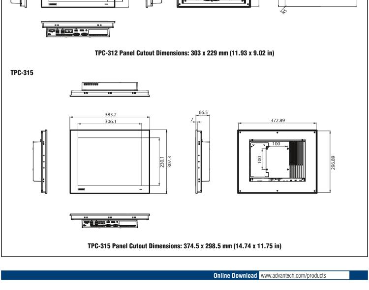 研華TPC-315 15英寸XGA TFT LED LCD觸摸屏電腦，搭載第八代Intel?Core? i3/ i5/ i7處理器，內置8G DDR4 RAM