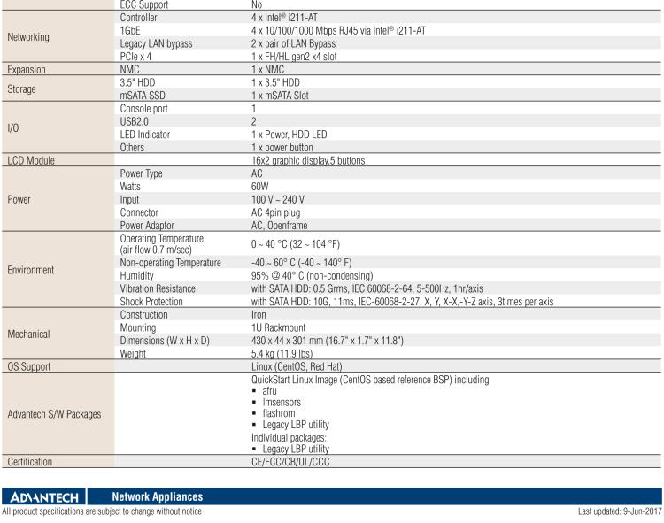 研華FWA-2330 基于Intel? Bay trail-D/M 系列處理器 1U機架式網絡應用平臺
